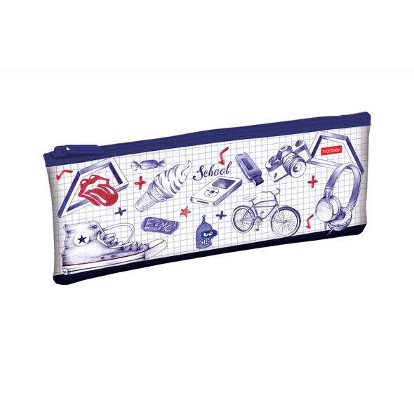 Пенал Hatber 195х75 мм на молнии мягкий -РИСУЙ- , 